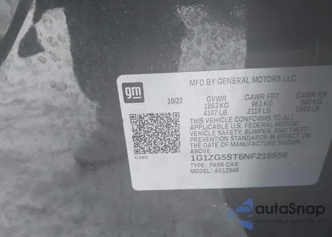 2022 Chevrolet Malibu Fwd Rs from USA, damaged, VIN 1G1ZG5ST6NF215550